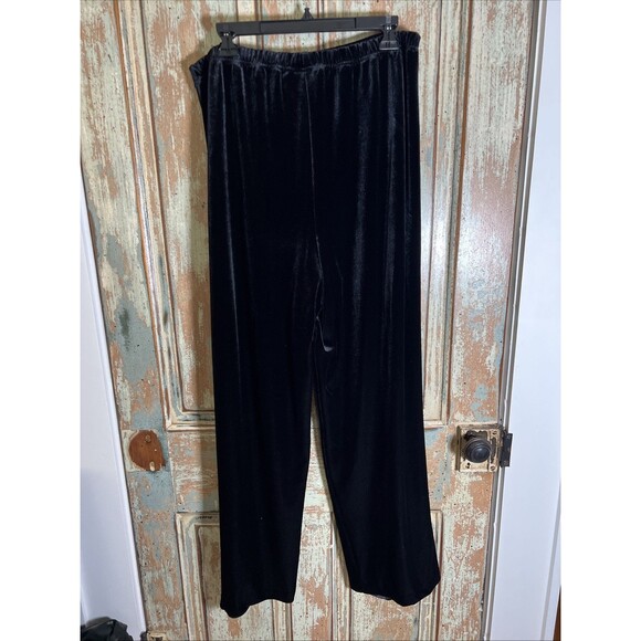 Bob Mackie Wearable Art Loose Velvet Pants Sz L Pull On Wide Leg - Picture 3 of 5